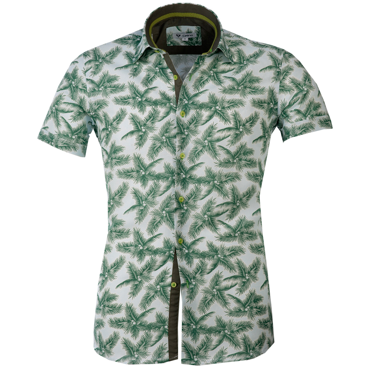 Short Sleeve Button Up Shirt // White + Green Palms (L) - Amedeo ...