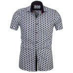 Short-Sleeve Button Up // Blue + White (M)