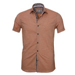 Short Sleeve Button Up Shirt // Light Brown Paisley (S)