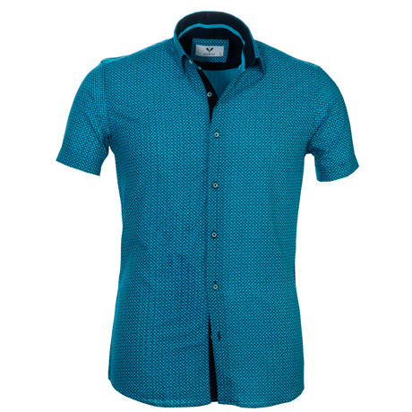 Short-Sleeve Button Up // Blue + Dark Blue (3XL)