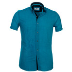 Short-Sleeve Button Up // Blue + Dark Blue (M)