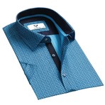 Short-Sleeve Button Up // Blue + Dark Blue (M)