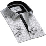 Celino // Short Sleeve Button Up I // White + Black Floral (XL)