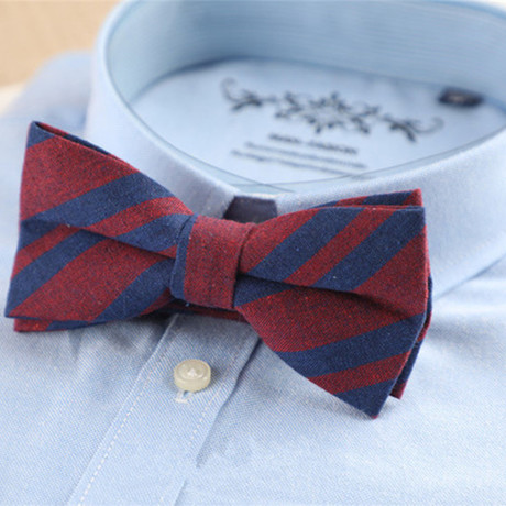 Cotton Bow Tie // Maroon + Red Stripe