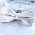 Silk Bow Tie // White + Purple Monkeys