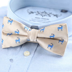 Silk Bow Tie // Cream + Blue Deer