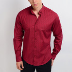 Floral Long-Sleeve Button Down Shirt // Deep Red (L)