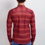 Horizontal Stripes Long-Sleeve Button Down Shirt // Red (S)