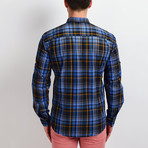 Plaid Long-Sleeve Button Down Shirt // Blue + Navy (XL)