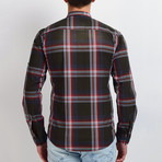 Plaid Long-Sleeve Button Down Shirt // Black + Red (L)