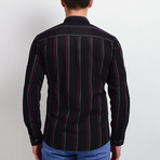 Striped Long-Sleeve Button Down Shirt // Black (XL)