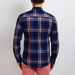 Plaid Long-Sleeve Button Down Shirt // Navy (M)