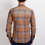 Plaid Long-Sleeve Button Down Shirt // Tan (S)