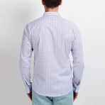 Floral Long-Sleeve Button Down Shirt // White + Blue (M)