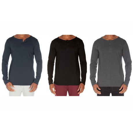 Super Soft Two-Button Henley // Pack of 3 (S)