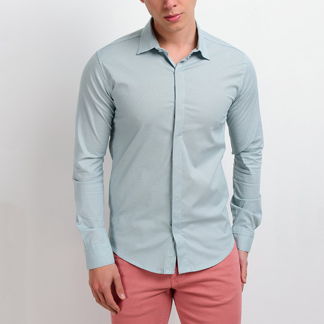 Solid Long-Sleeve Button Down Shirt // Seafoam Green (S)