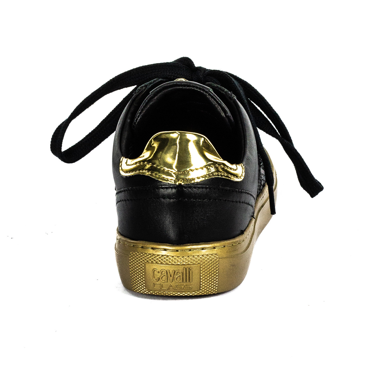 Classic Lace-Up Sneaker // Black + Gold (Euro: 39) - Roberto Cavalli ...