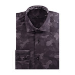 Camo Jacquard Long Sleeve Shirt // Black (S)