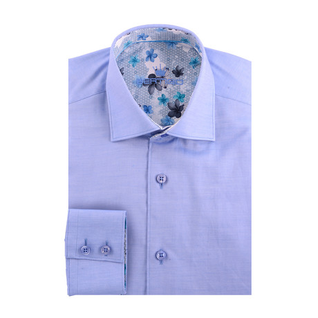 Solid Twill Long Sleeve Shirt // Blue (XS)