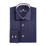Diamond Print Oxford Long Sleeve Shirt // Navy Blue (XS)