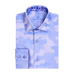 Camo Jacquard Long Sleeve Shirt // Blue (L)