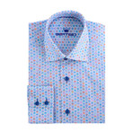 Abstract Scales Poplin Print Long Sleeve Shirt // Blue (L)