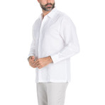 Casual Embroidered Long Sleeve Shirt // White (M)