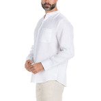 Mandarin Collar Long Sleeve Shirt // White (S)