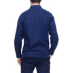 Resort Embroidered Long Sleeve Shirt // Navy (L)