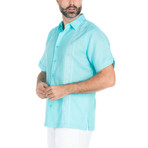 Resort Embroidered Short Sleeve Shirt // Aqua (S)