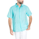 Resort Embroidered Short Sleeve Shirt // Aqua (M)