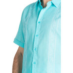 Resort Embroidered Short Sleeve Shirt // Aqua (L)