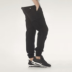 Mike Elastic Waist Medium Rise Arch Slim Jogging Pant // Black (2XL)