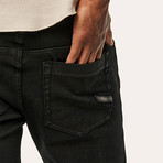 Mike Medium Rise Slim Jeans // Black (34)