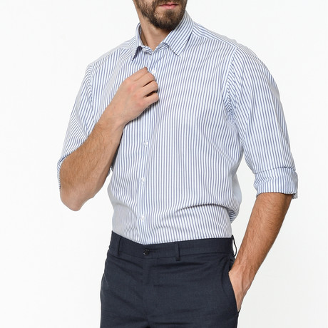 Quinten Shirt // White + Navy Blue (S)