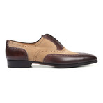 Two Tone Lace-Up Leather Dress Shoe // Beige + Brown (Euro: 40.5)