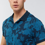 Floral Polo Shirt // Indigo (L)