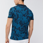 Floral Polo Shirt // Indigo (L)