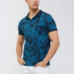 Floral Polo Shirt // Indigo (L)