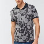 Floral Print Polo Shirt // Anthracite (M)