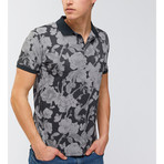 Floral Print Polo Shirt // Anthracite (M)