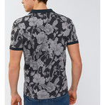 Floral Print Polo Shirt // Anthracite (M)