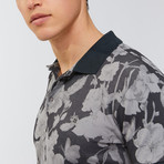 Floral Print Polo Shirt // Anthracite (M)