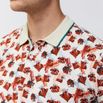 Brushstroke Floral Polo Shirt // Brick Red (L)