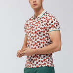 Brushstroke Floral Polo Shirt // Brick Red (L)