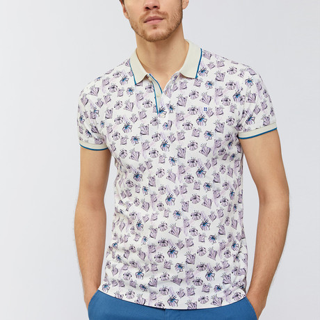 Brushstroke Floral Polo Shirt // Lilac (XS)