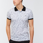 Leaf Print Polo Shirt // Black (2XL)