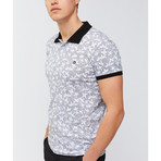 Leaf Print Polo Shirt // Black (2XL)