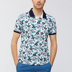 Hawaiian Print Polo Shirt // Lilac (M)