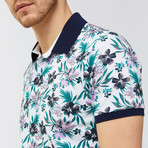 Hawaiian Print Polo Shirt // Lilac (M)